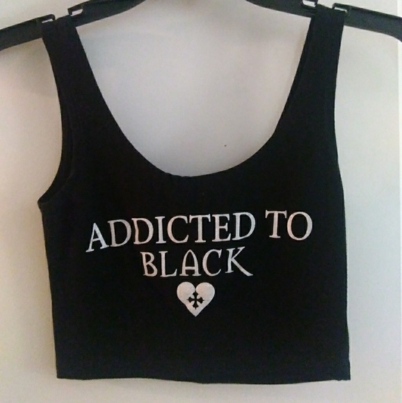 Blackheart Tops - "Addicted To Black" BLACKHEART Cropped Tank SMALL